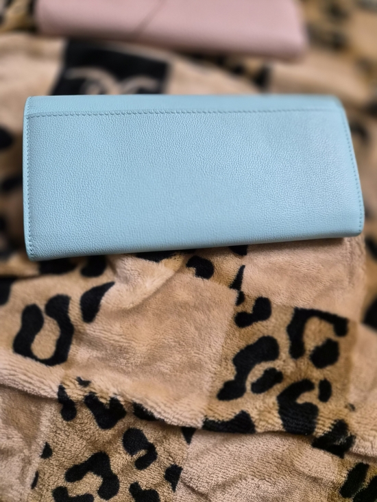 Tiffamy Blue Leather Clutch Wallet with Silver Hardware - Picture 5 of 5